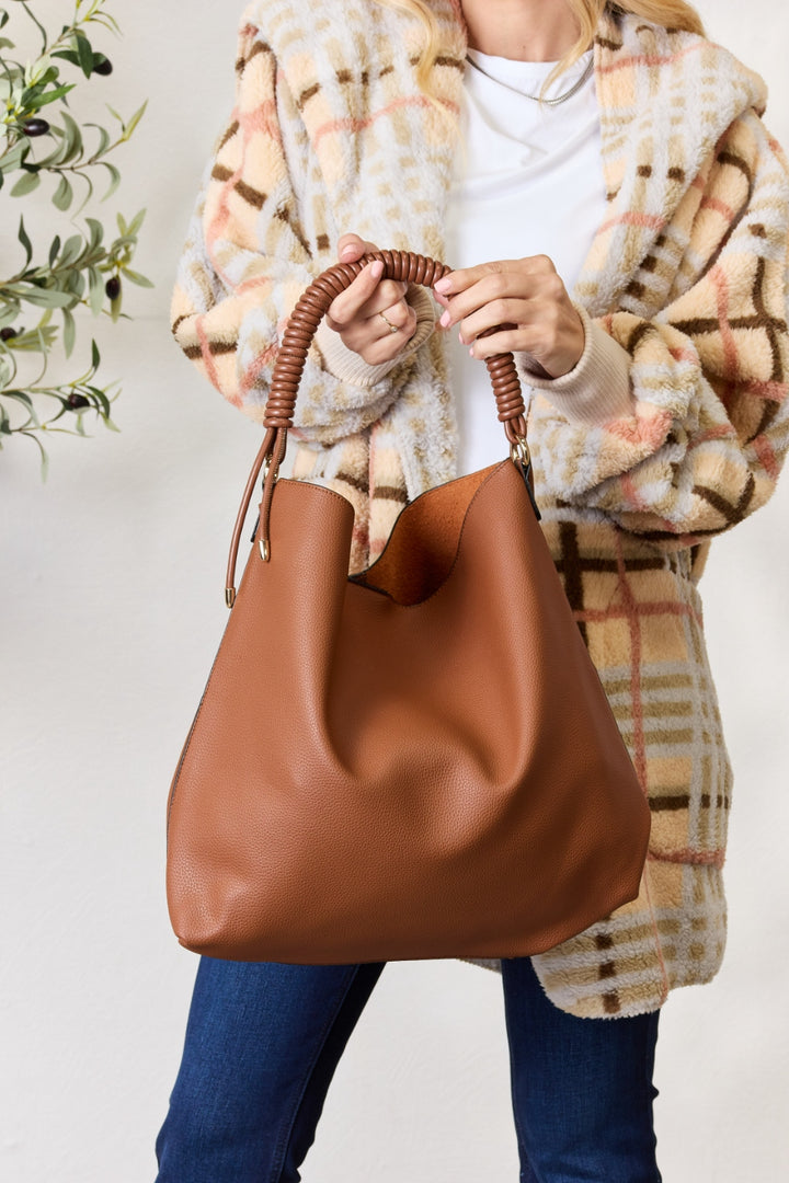 Vegan Leather Handbag with Pouch