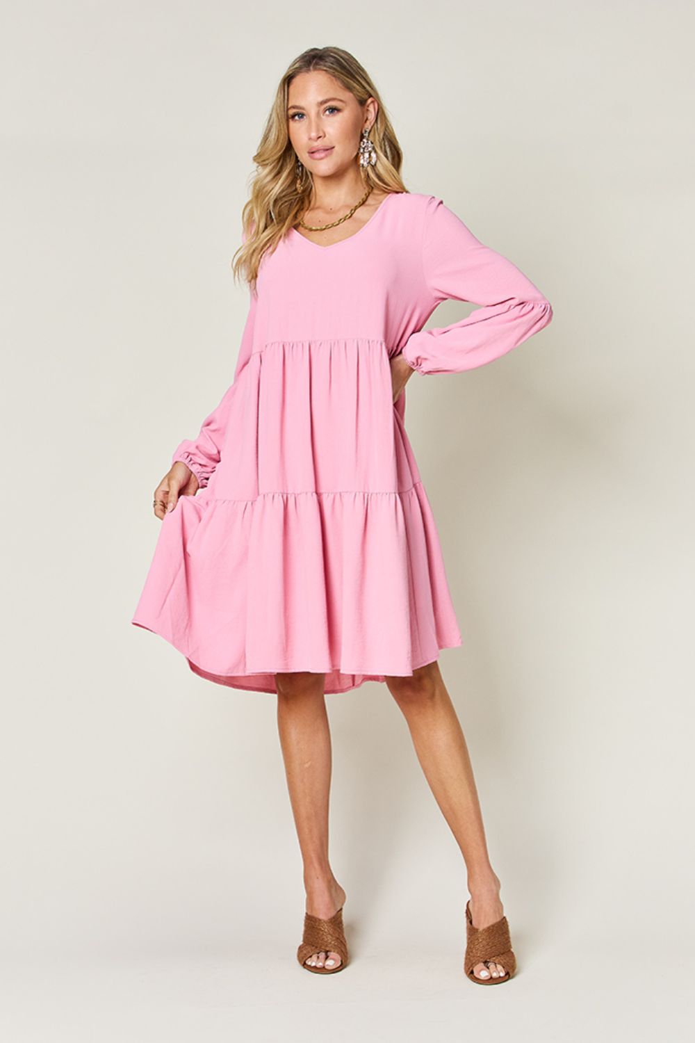 lioness pink long sleeve dress Lioness midnight long sleeve drape tie skirt detail lace mini dress in baby pink
