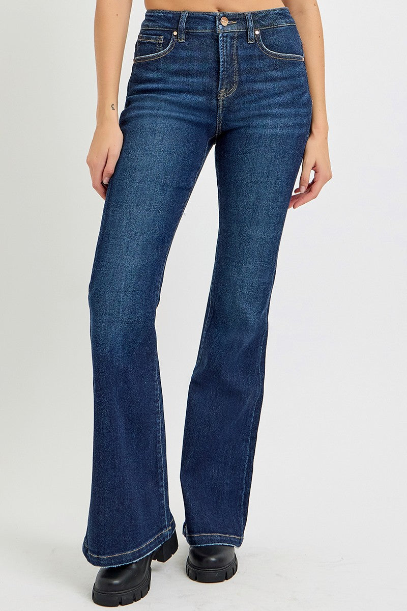 Full Size High Rise Flare Jeans with Pockets