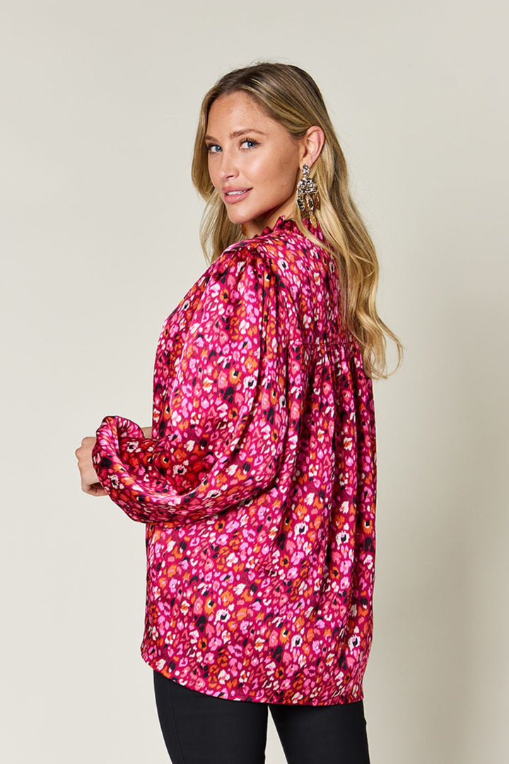 Double Take Printed Blouse - Long Sleeve Blouse | Elegant Lioness