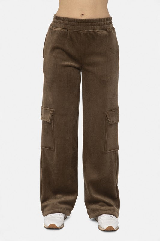 Mono B Elastic Waist Corduroy Cargo Pants