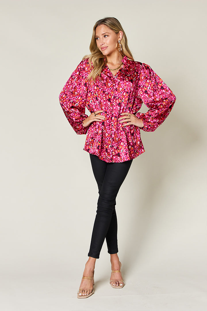 Double Take Printed Blouse - Long Sleeve Blouse | Elegant Lioness
