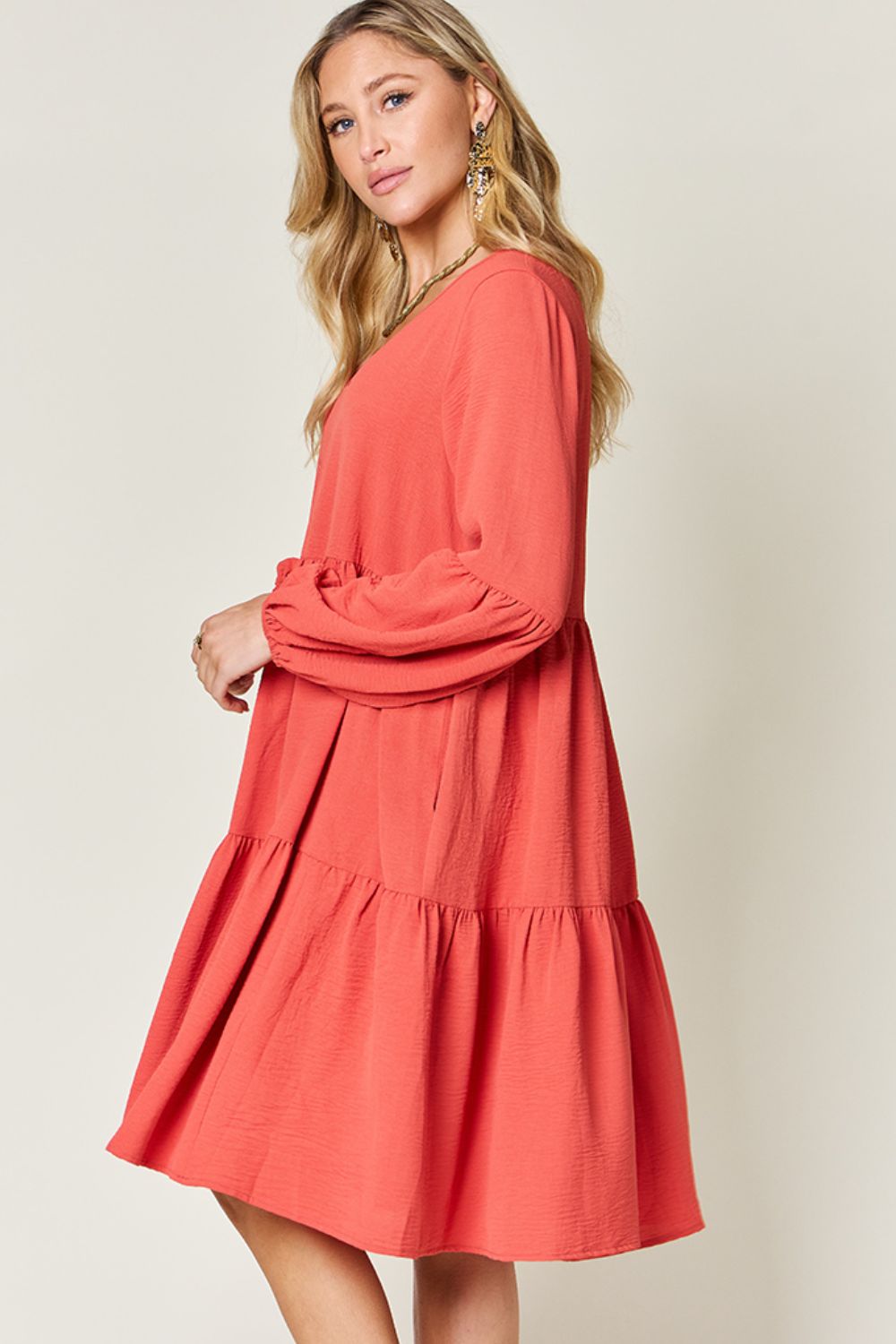 Balloon Sleeve Tiered Dress - Tiered Dress | Elegant Lioness