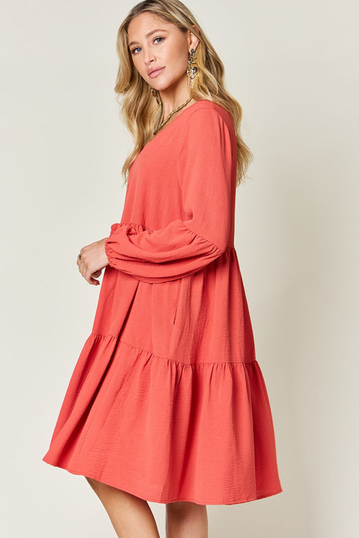 Balloon Sleeve Tiered Dress - Tiered Dress | Elegant Lioness