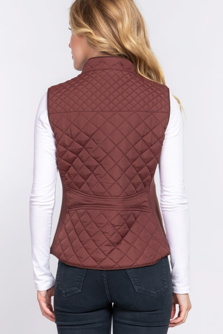 Active USA | Suede Piping Quilted Padding Vest