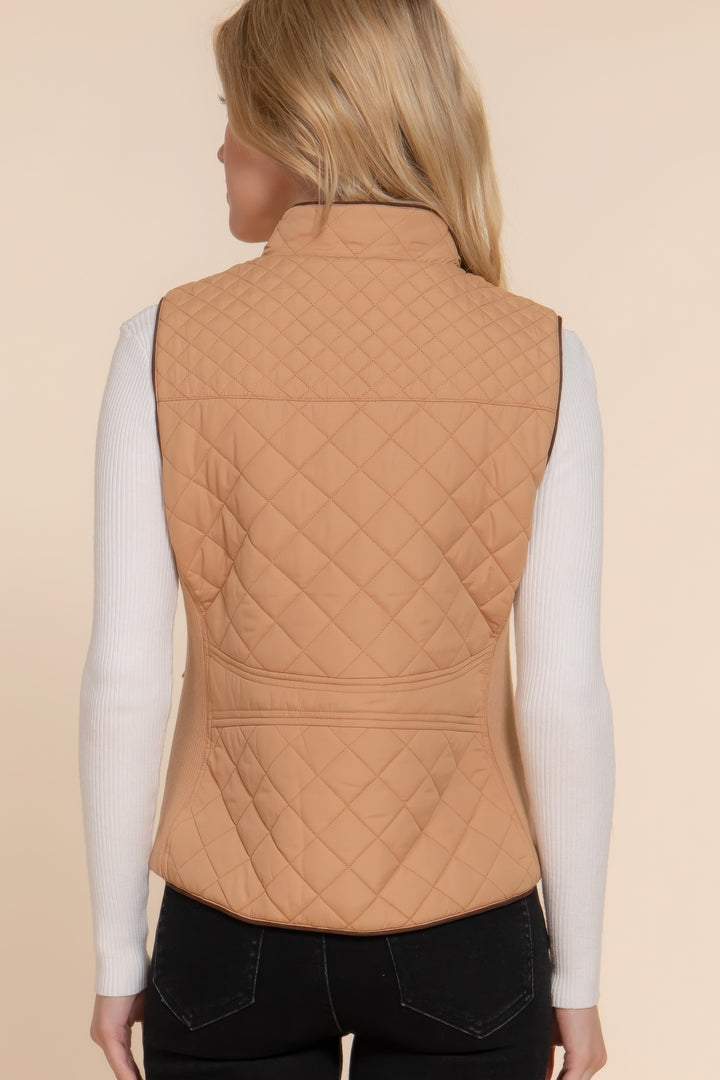 Active USA | Suede Piping Quilted Padding Vest