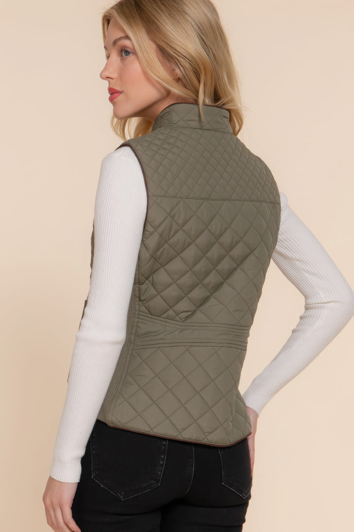 Active USA | Suede Piping Quilted Padding Vest