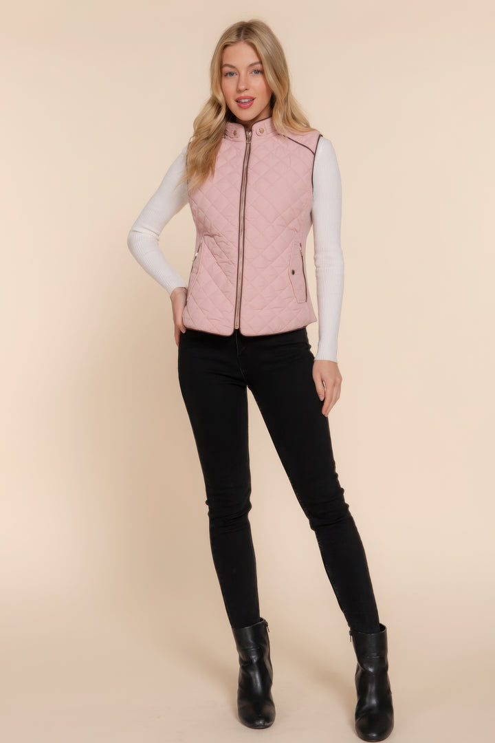 Active USA | Suede Piping Quilted Padding Vest