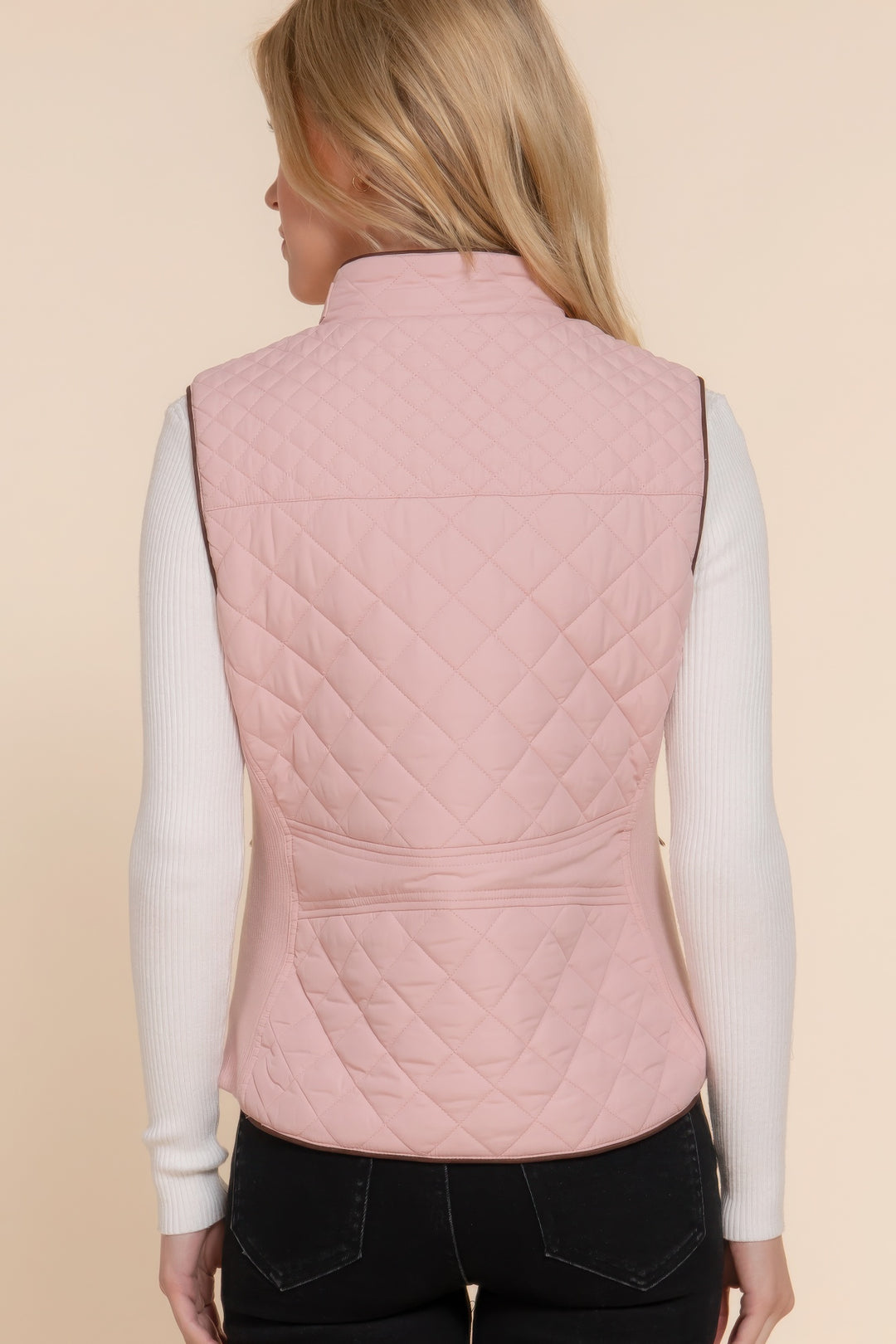 Active USA | Suede Piping Quilted Padding Vest