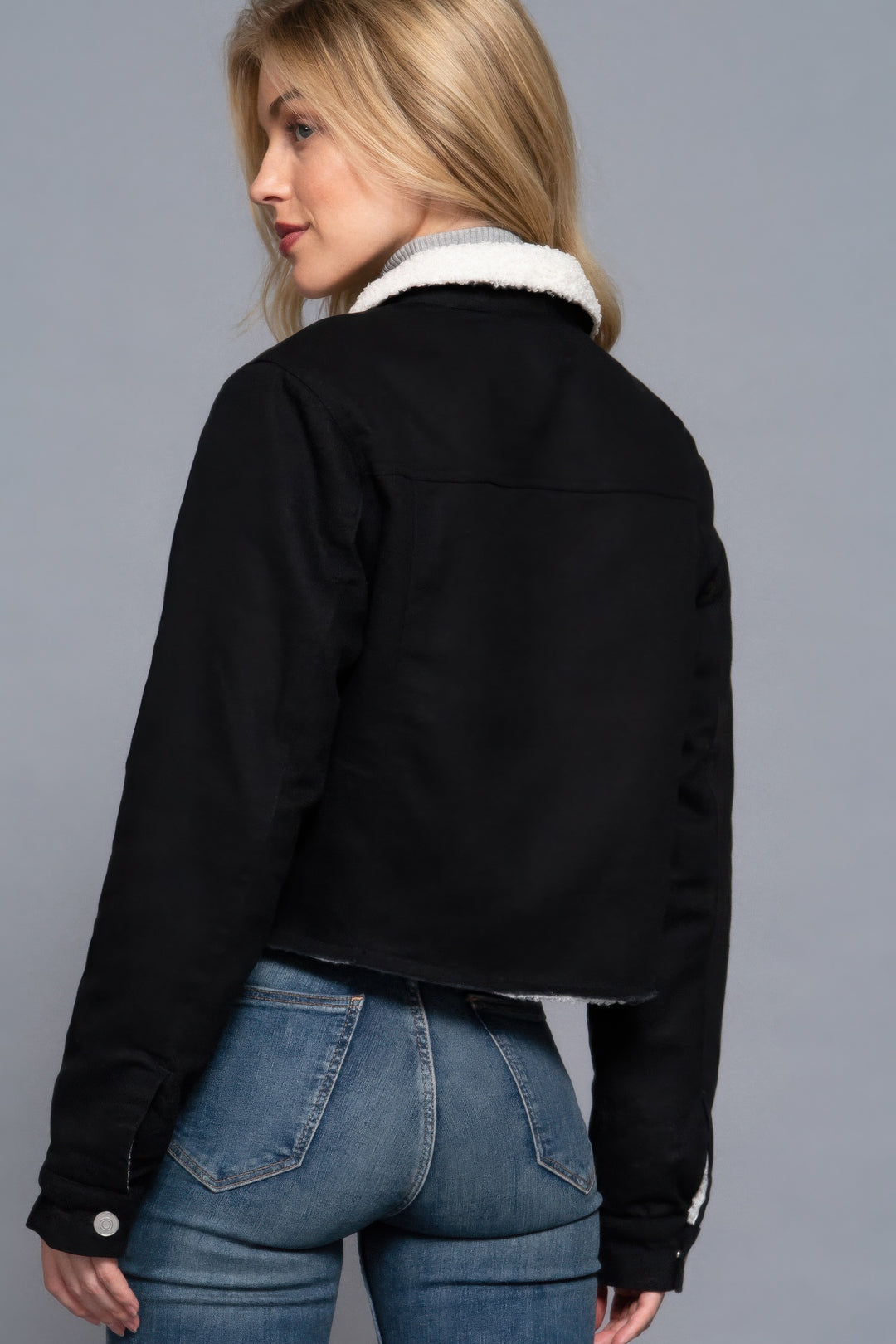 Active USA | Button Closure Sherpa-lined Twill Jacket