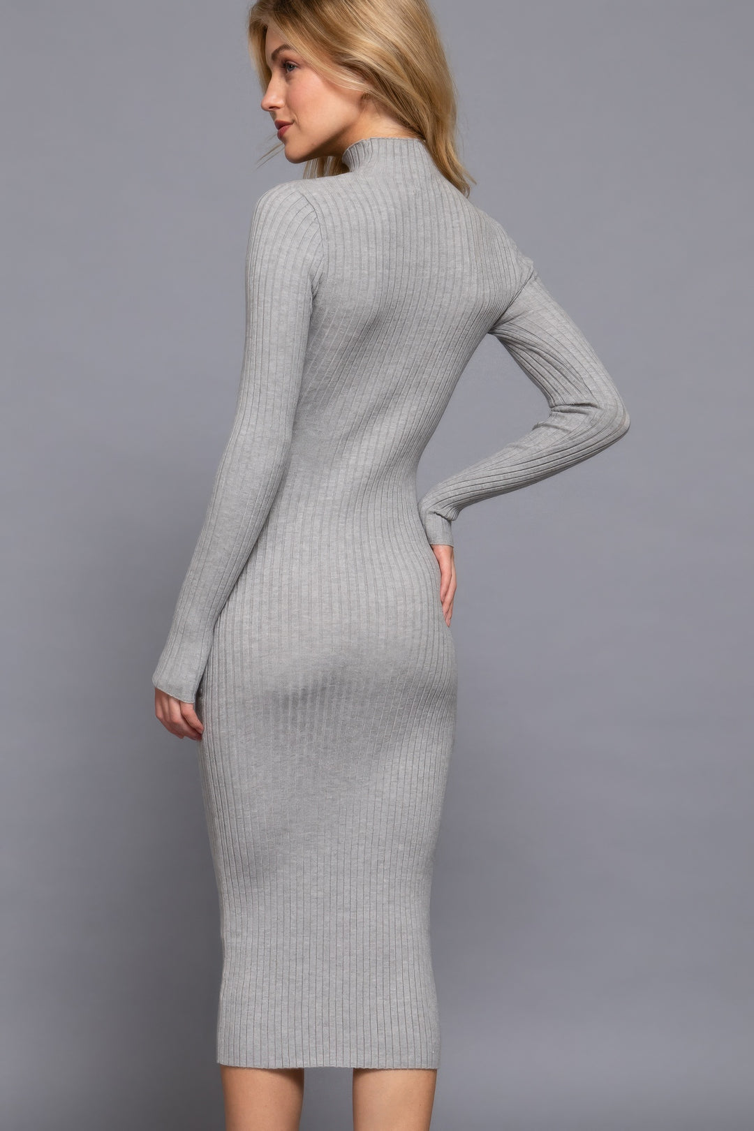 Active USA | Long Sleeve High Neck Sweater Long Dress