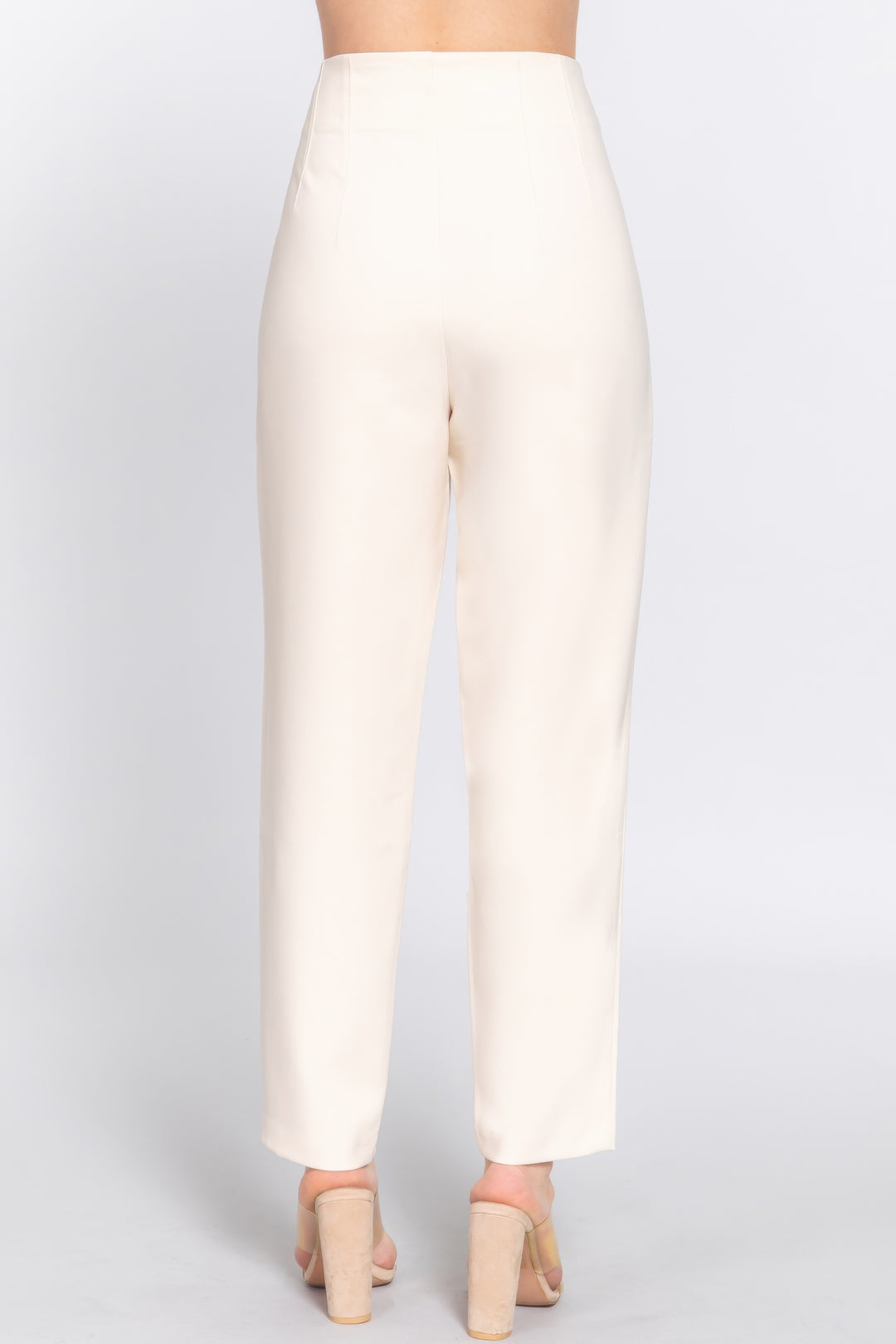 High Waist Pintuck Detail Long Pants