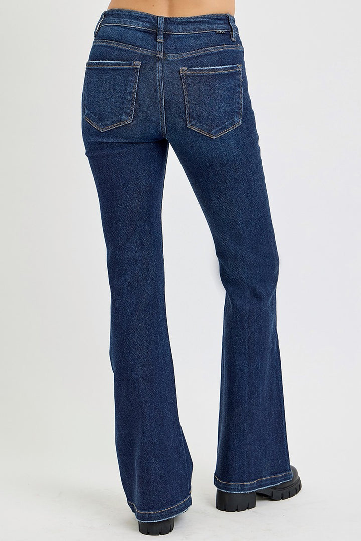 Full Size High Rise Flare Jeans with Pockets