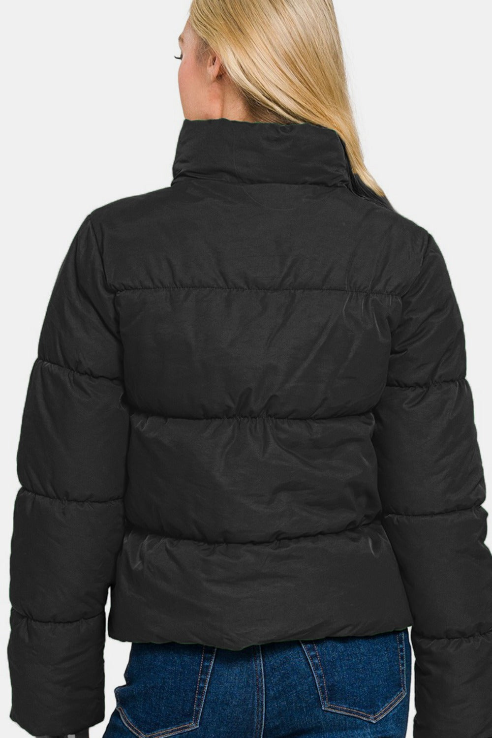 Zenana | Zip Up Turtleneck Puffer Jacket with Pockets