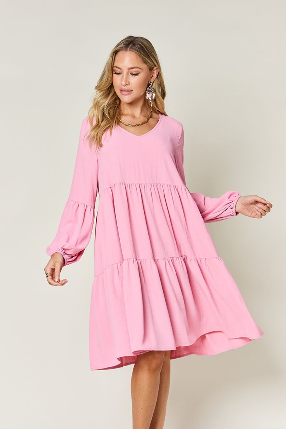 Balloon Sleeve Tiered Dress - Tiered Dress | Elegant Lioness