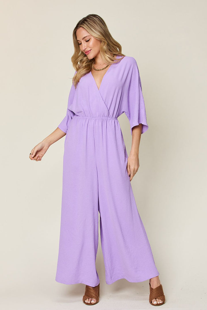 Wide Leg Jumpsuit - Half Sleeve Jumpsuit | Elegant Lioness