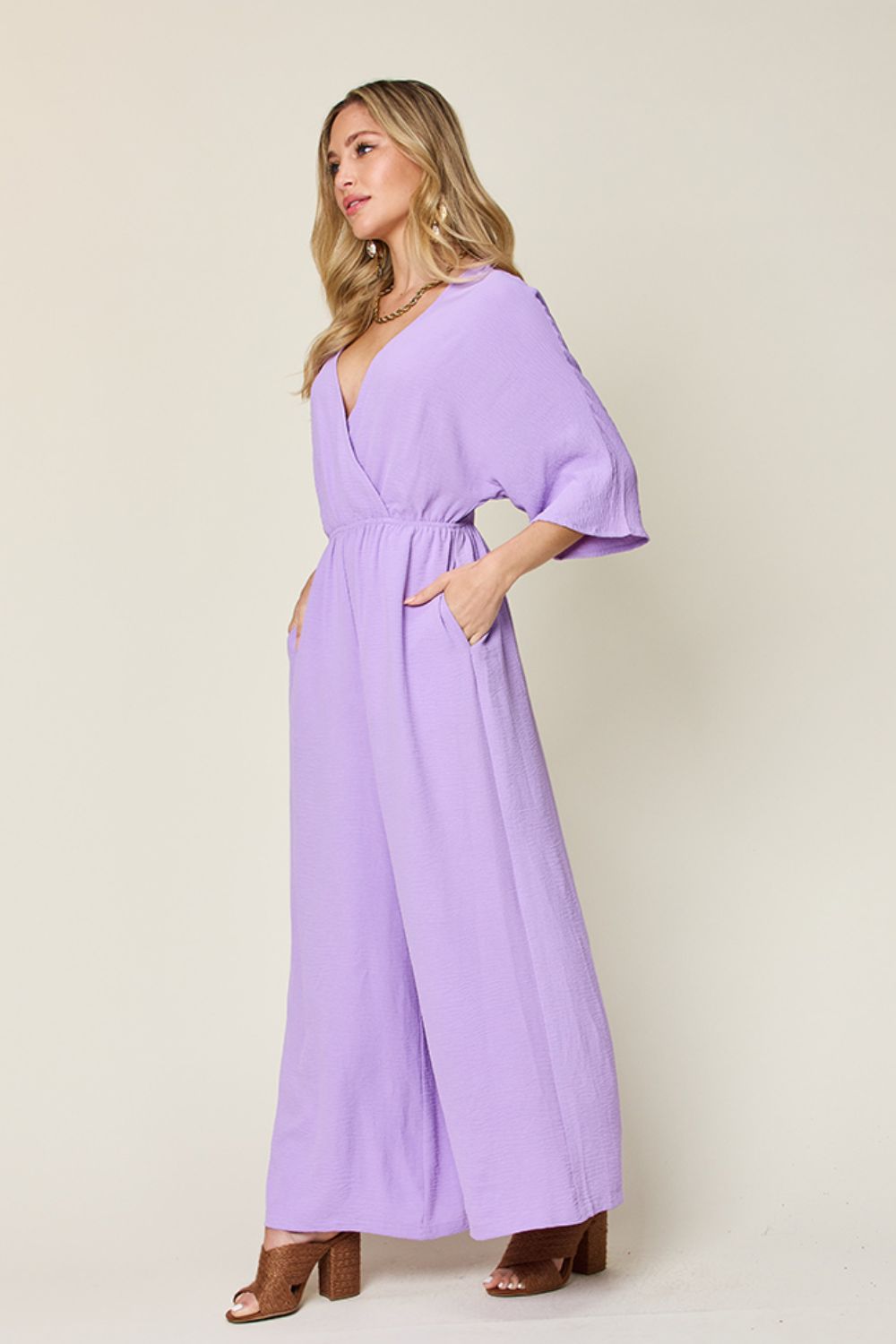 Wide Leg Jumpsuit - Half Sleeve Jumpsuit | Elegant Lioness