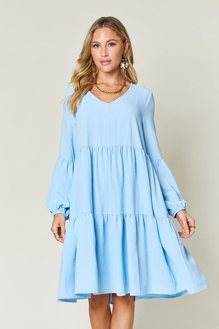 Balloon Sleeve Tiered Dress - Tiered Dress | Elegant Lioness