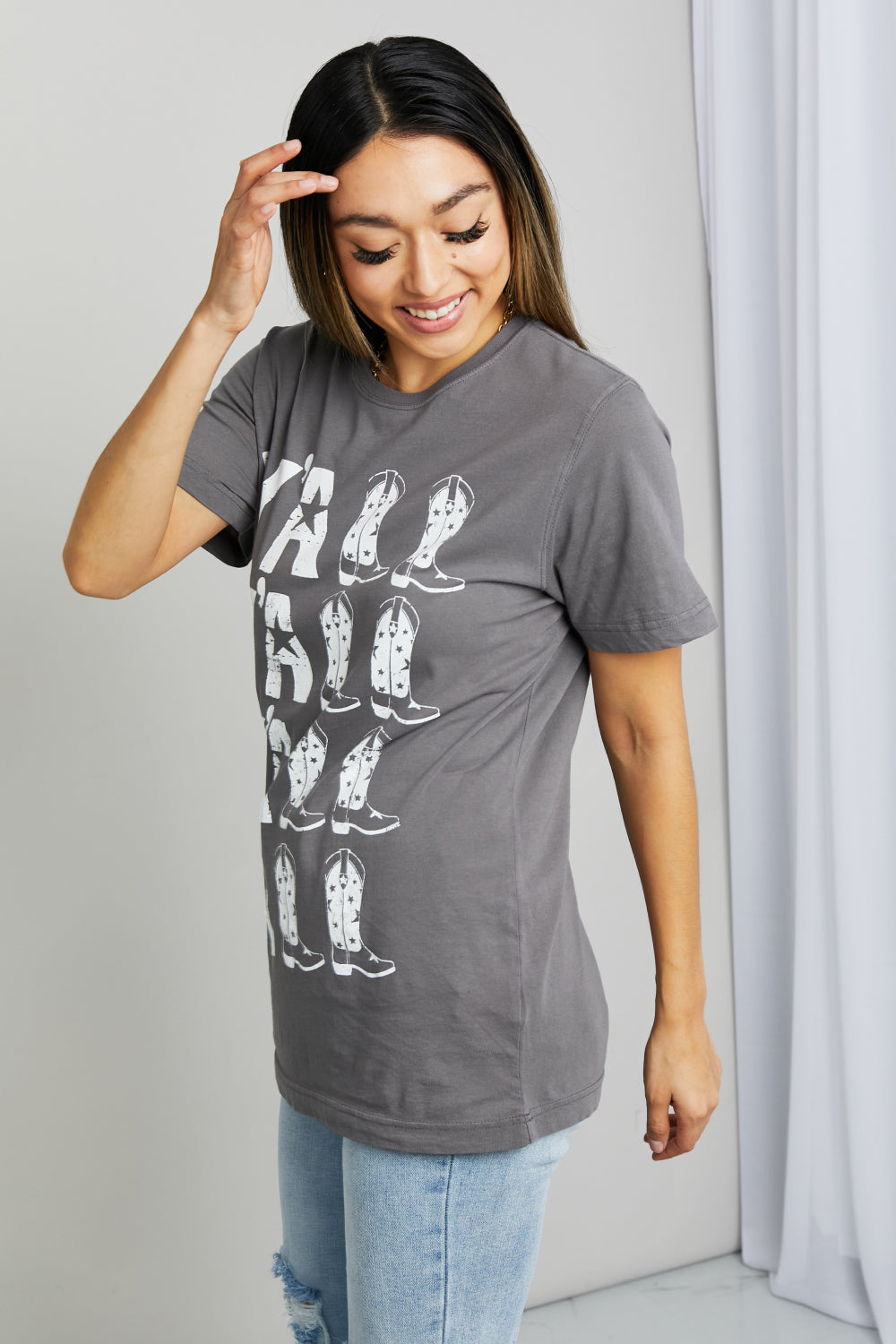 Full Size Y'ALL Cowboy Boots Graphic Tee