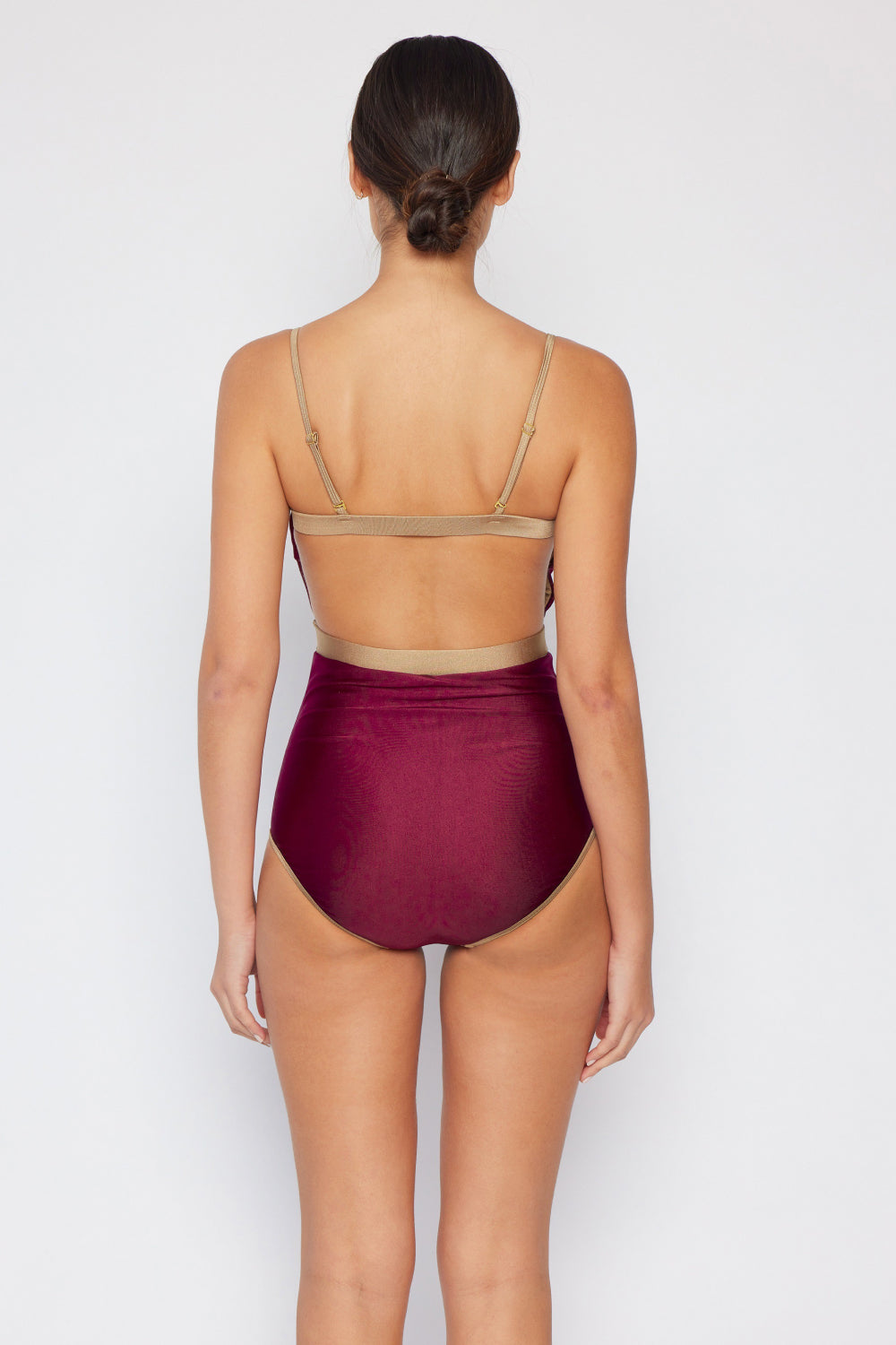 Wave Break Contrast Trim One-Piece in Wine