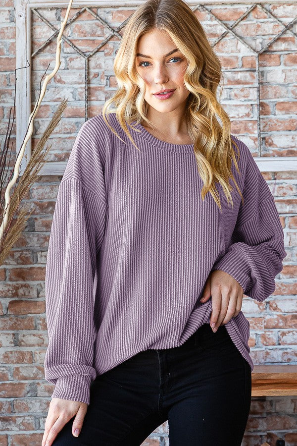 Full Size Round Neck Dropped Shoulder Blouse