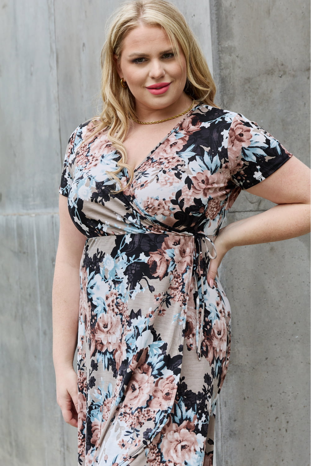 Give Me Roses Full Size Floral Maxi Wrap Dress