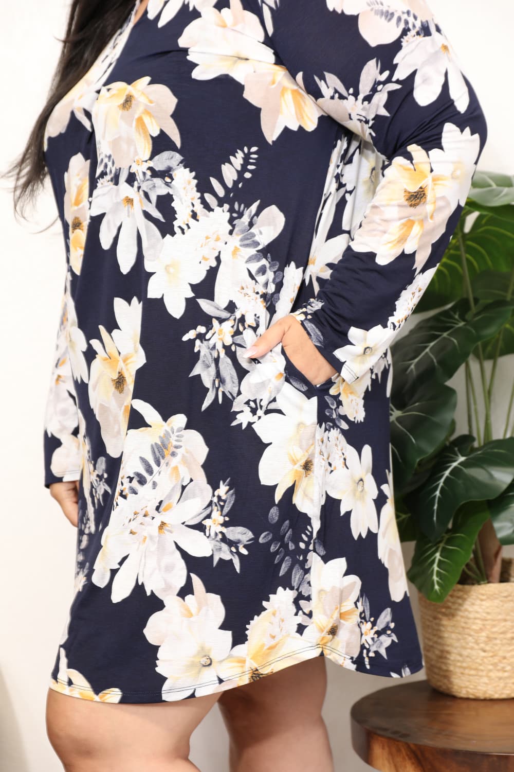 Full Size Flower Print Shirt Dress