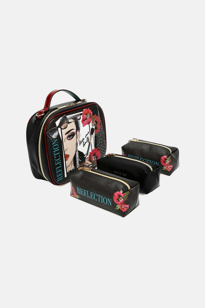 Printed Handbag with Three Pouches
