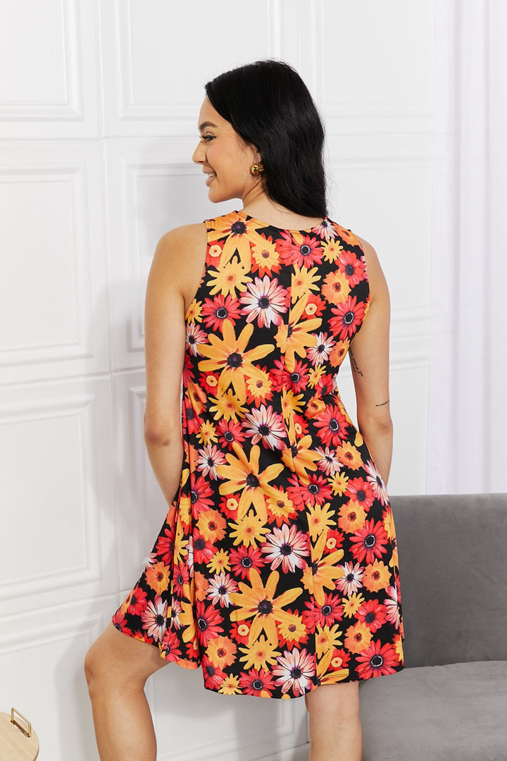 Full Size Floral Sleeveless Dress with Pockets