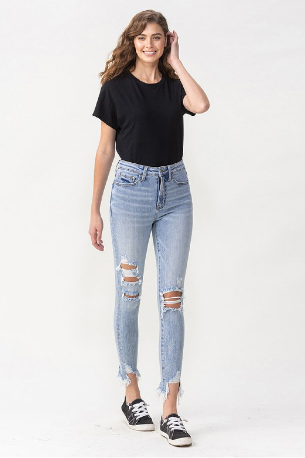 Full Size Lauren Distressed High Rise Skinny Jeans