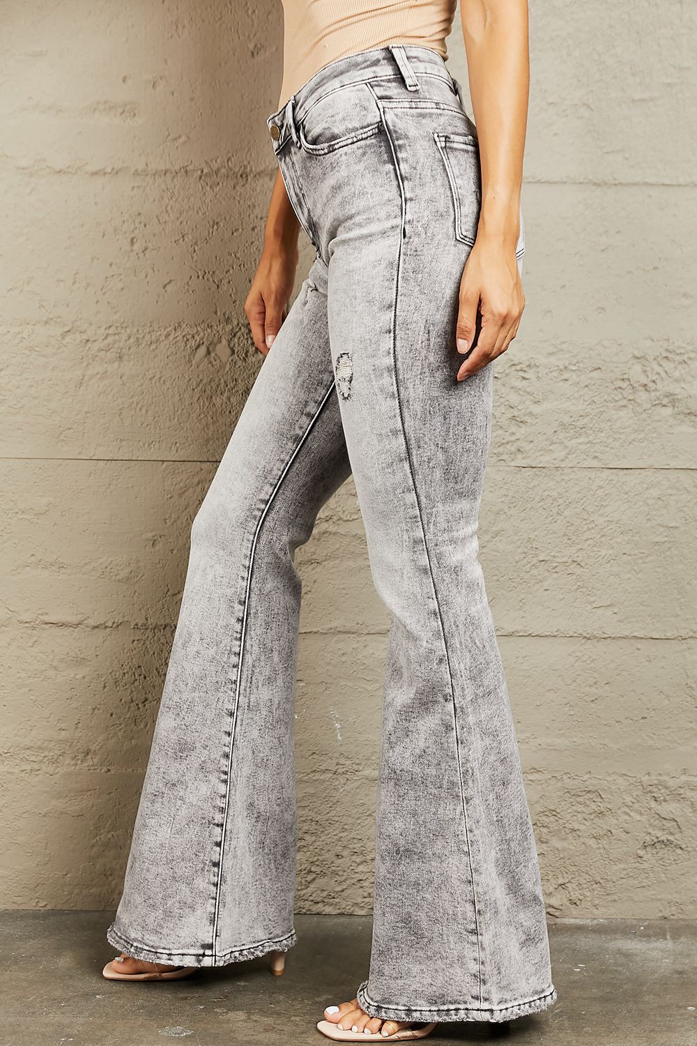 BAYEAS | High Waisted Acid Wash Flare Jeans – Elegant Lioness