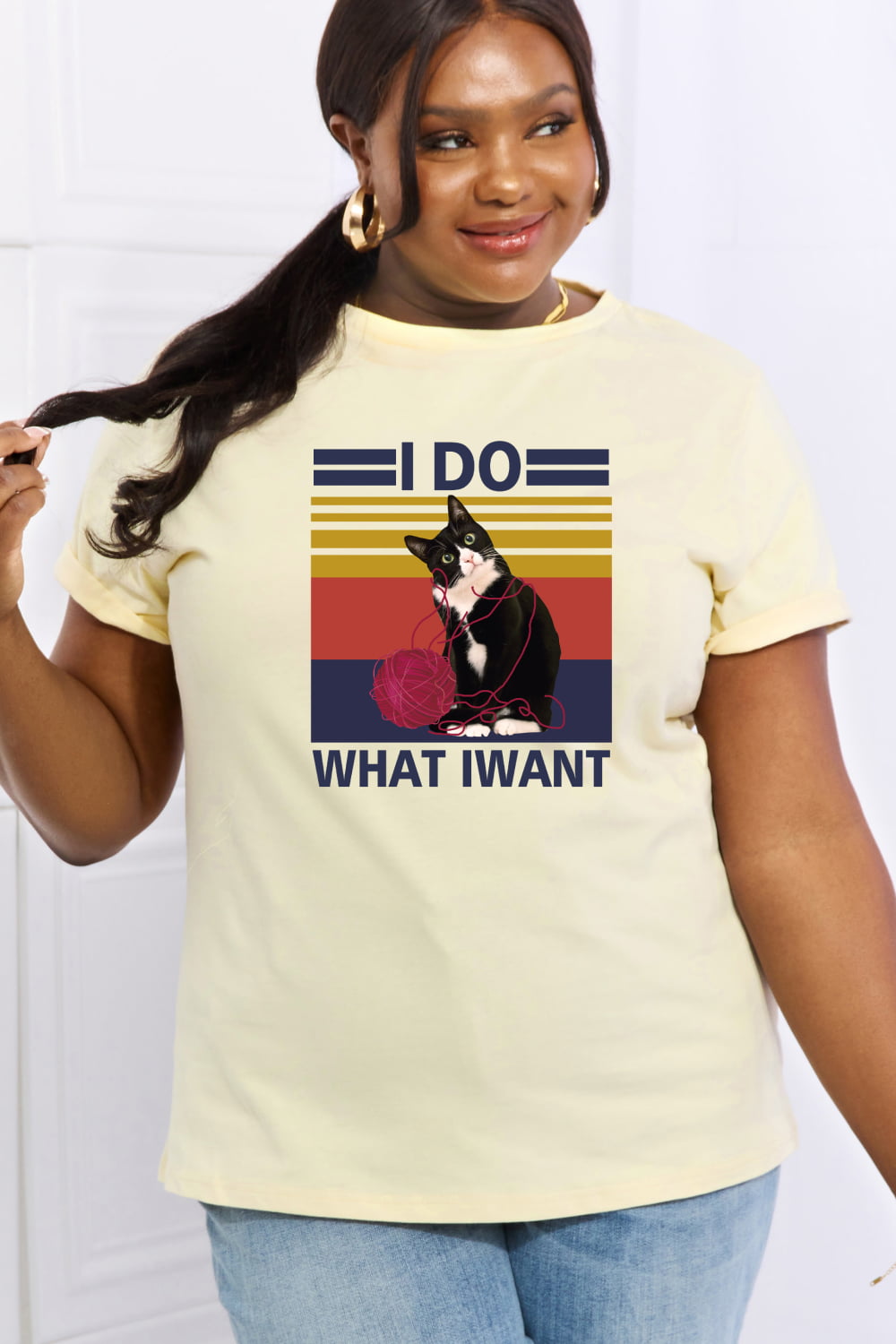 Full Size I DO WHAT I WANT Graphic Cotton Tee