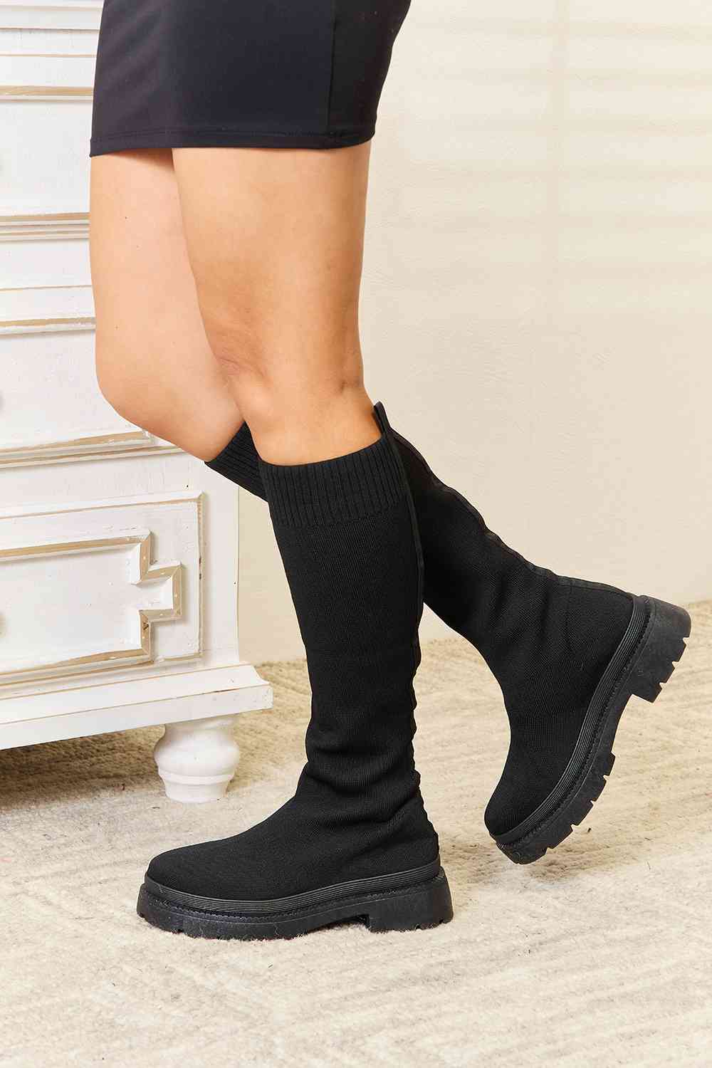 Footwear Knee High Platform Sock Boots