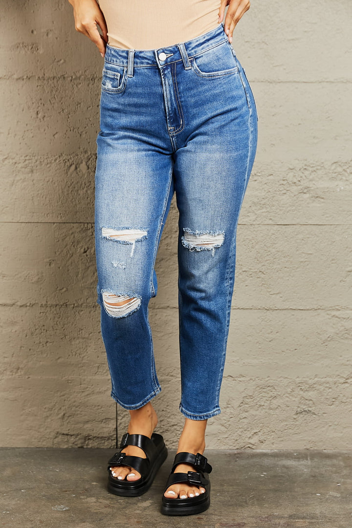 High Waisted Cropped Dad Jeans