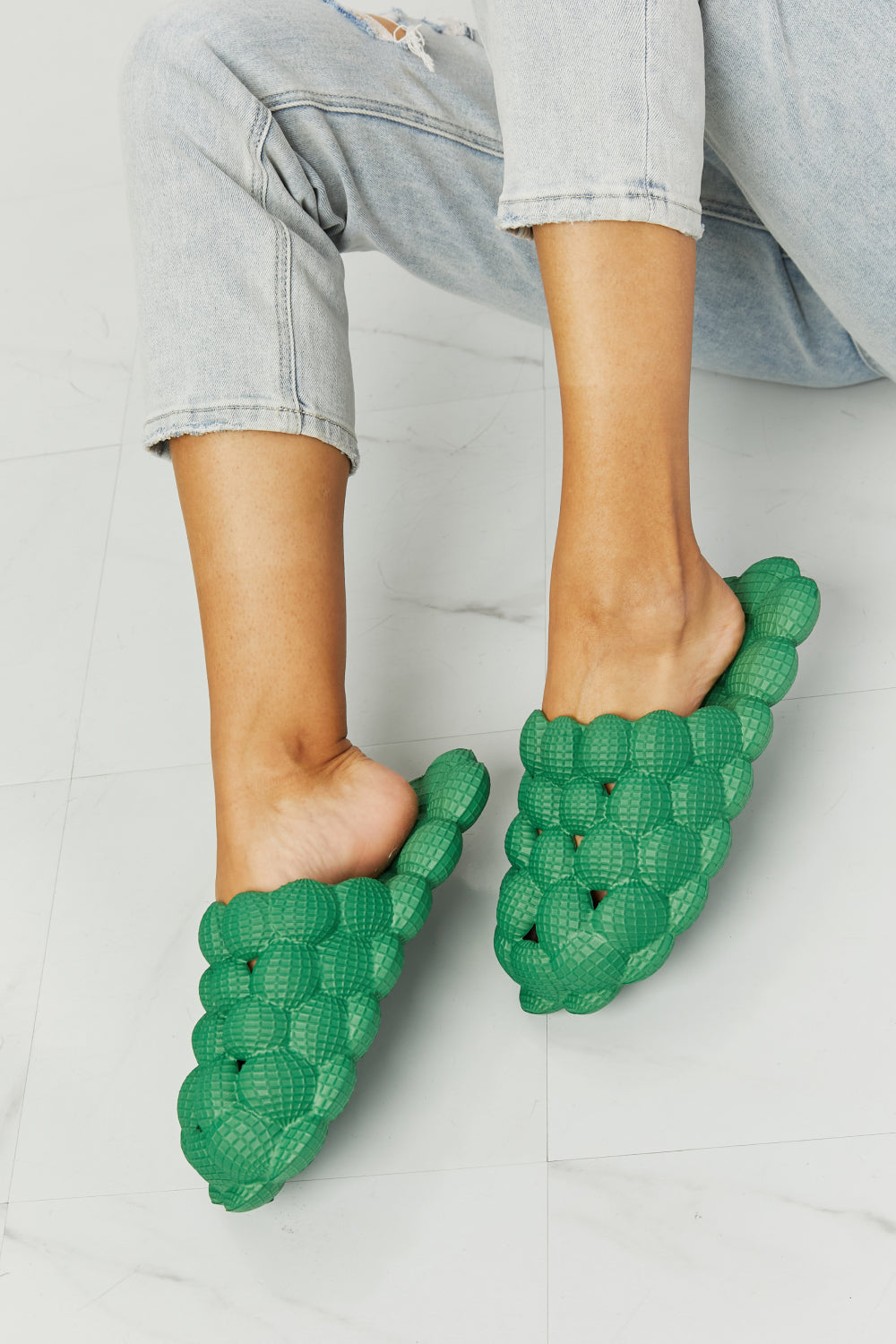 Laid Back Bubble Slides in Green