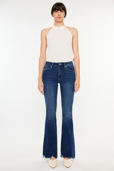 Cat's Whiskers Raw Hem Flare Jeans