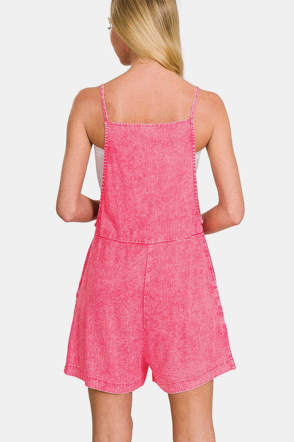 Washed Linen Knot Strap Rompers