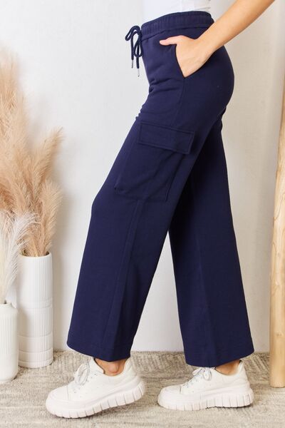 Drawstring Relaxed Cargo Wide Leg Pants