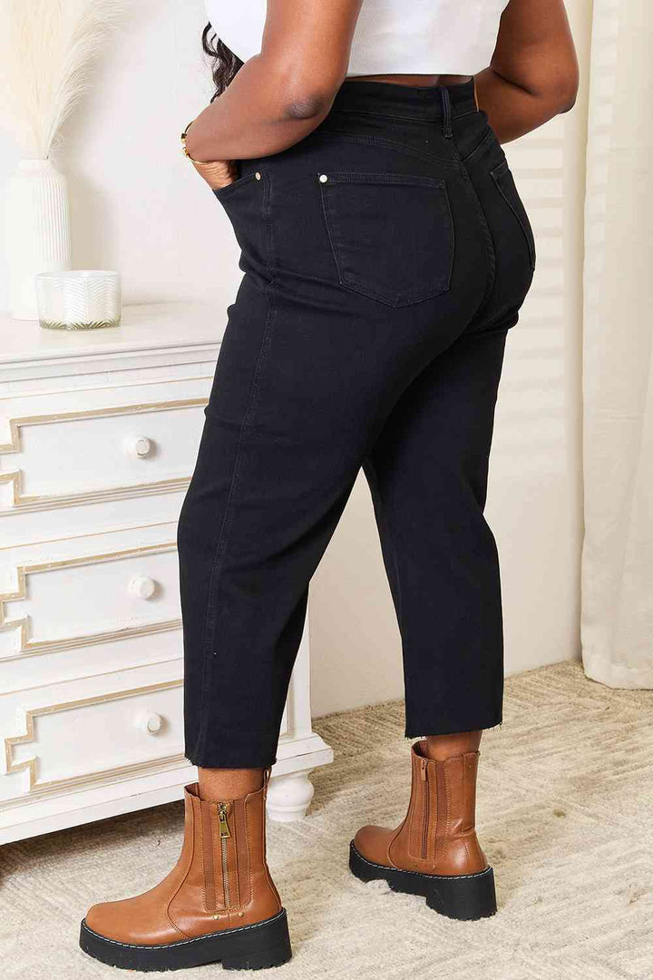 Full Size High Waist Wide Leg Cropped Jeans