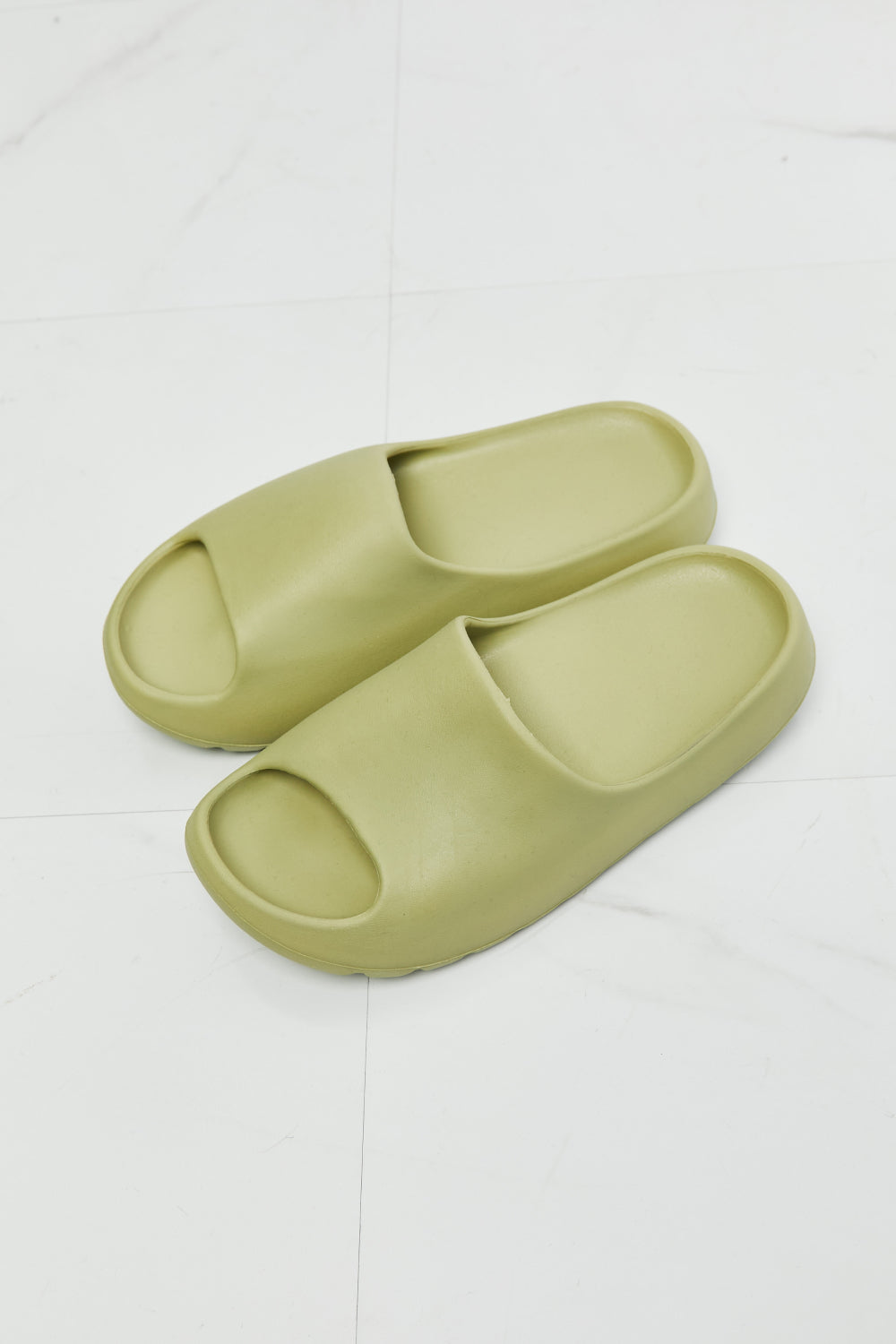 Open Toe Slides in Green
