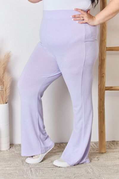 Full Size High Waist Ultra Soft Knit Flare Pants
