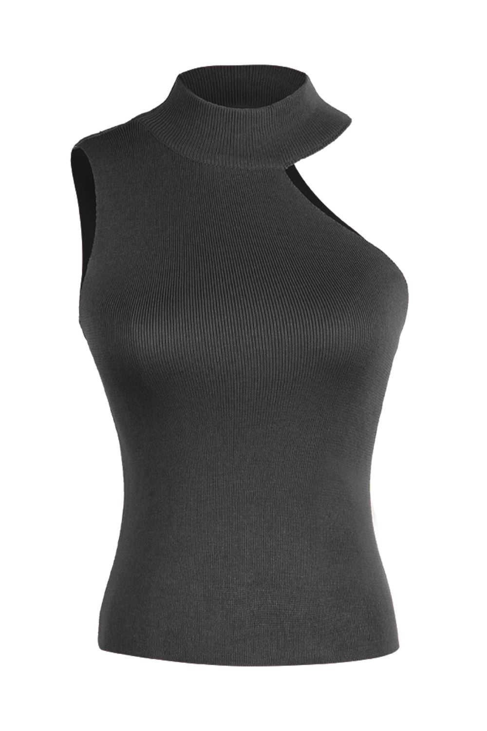 Asymmetrical Sleeveless Rib-Knit Top