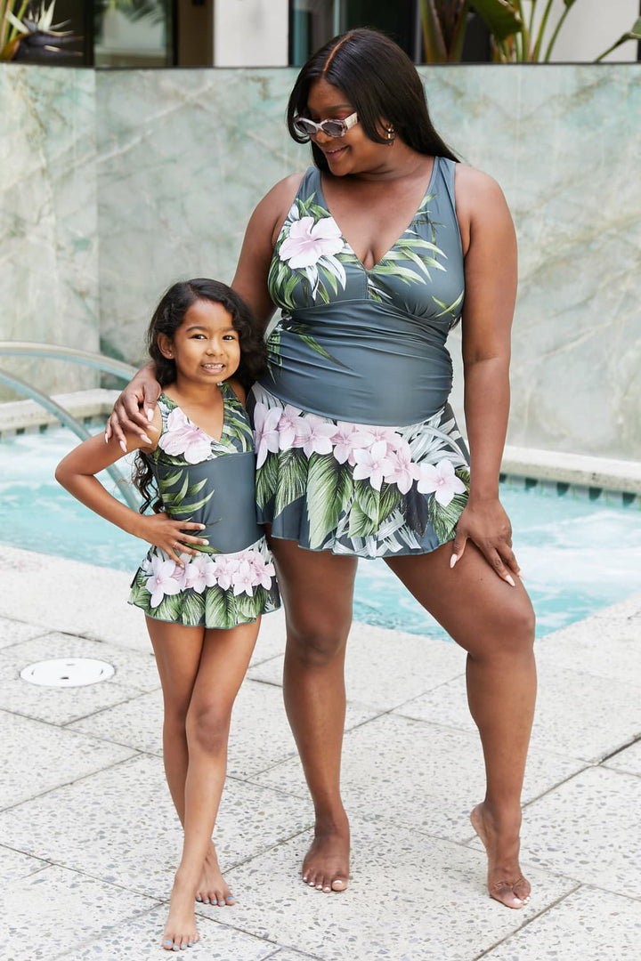 Full Size Clear Waters Swim Dress in Aloha Forest