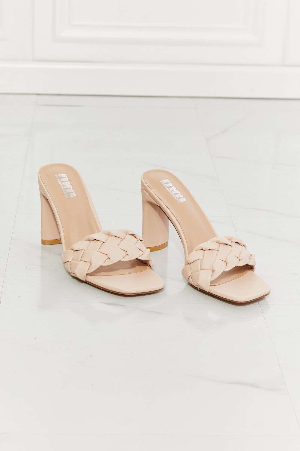 Top of the World Braided Block Heel Sandals in Beige