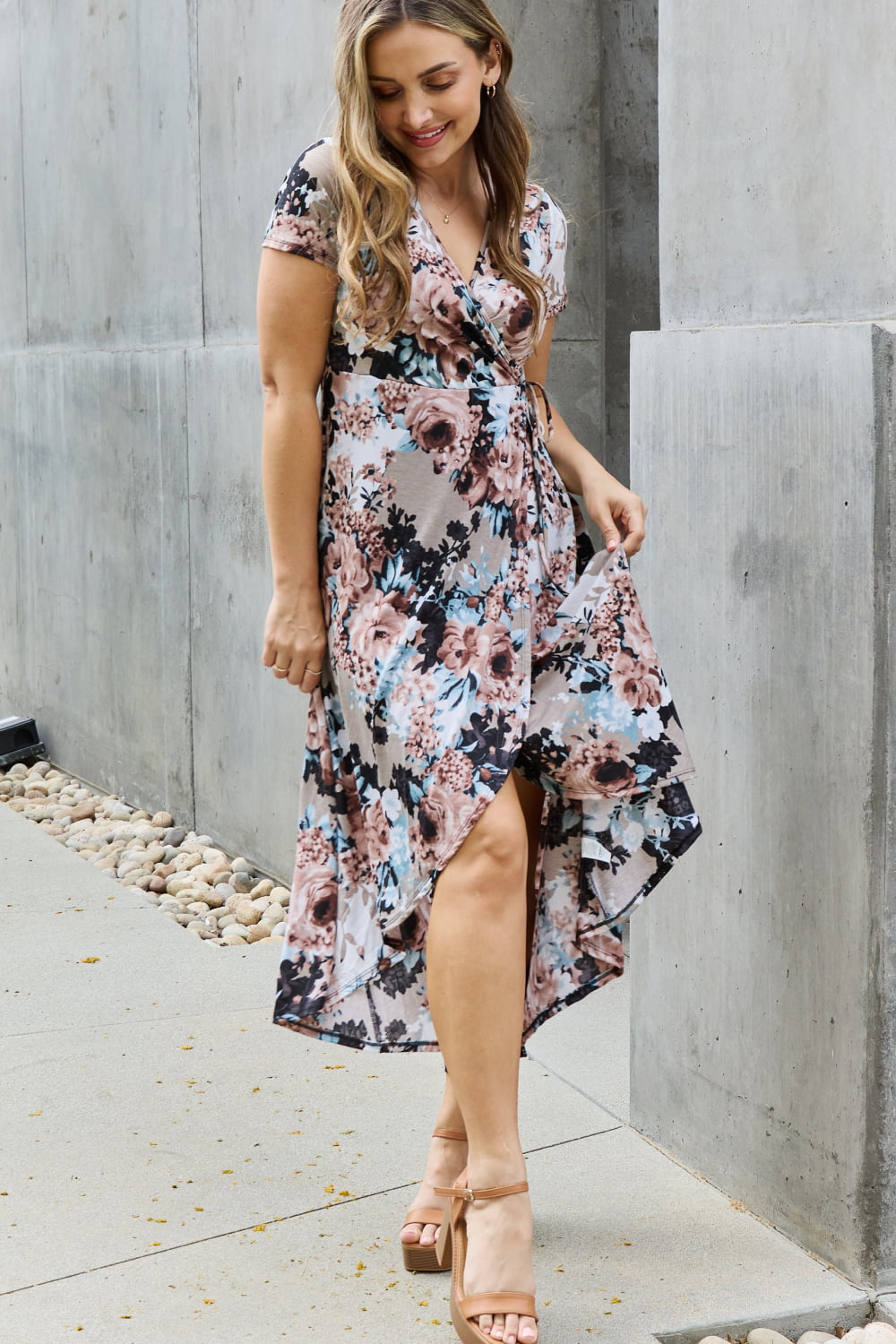 Give Me Roses Full Size Floral Maxi Wrap Dress