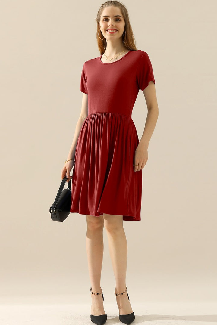 Ruched Midi Dress - Ruched Dress with Pockets | Elegant Lioness