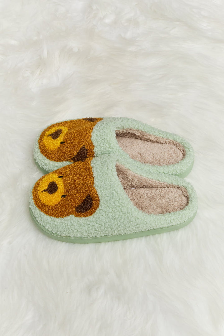 Teddy Bear Print Plush Slide Slippers