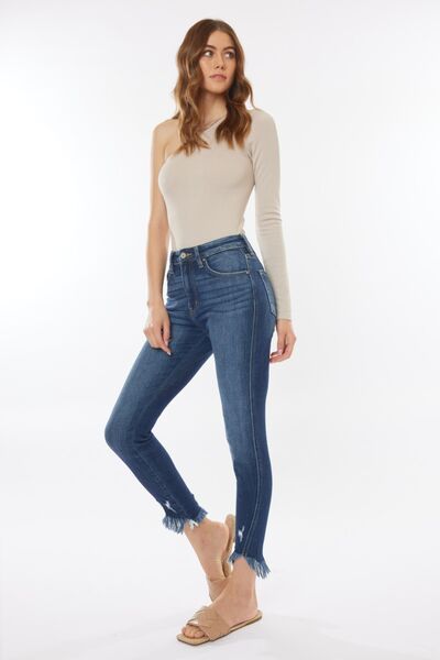 Raw Hem High Waist Cropped Jeans