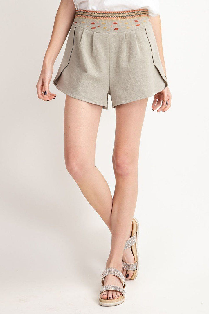 High Rise Waist Shorts in Faded Sage