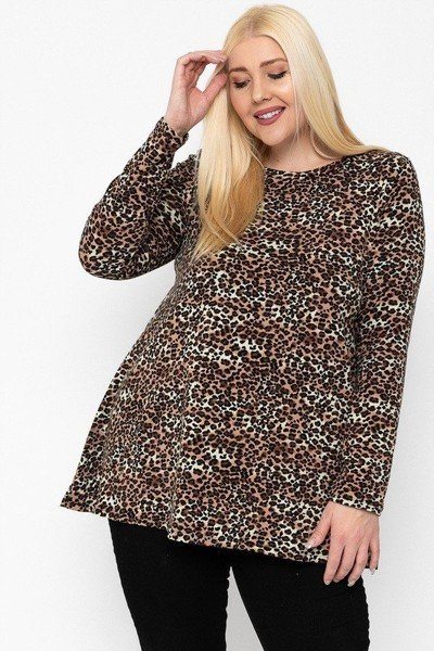 Cheetah Print Tunic Top in Brown/Cheetah